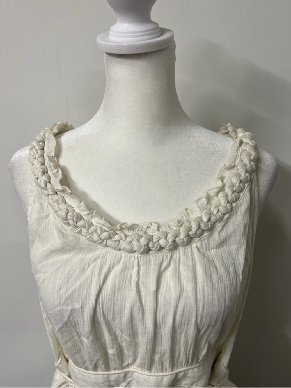 Anthropologie Ivory Gauze Braided Neck Tunic Top Boho NWT 6 - Picture 6 of 9